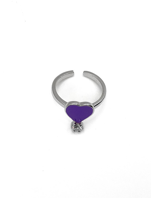 Anillos plata corazon morado