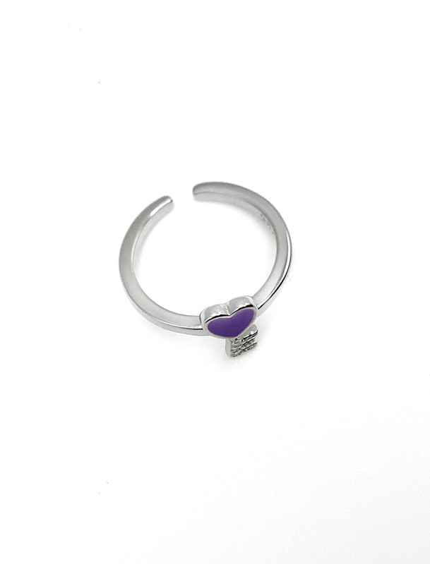 Anillos plata llave de corazon morado