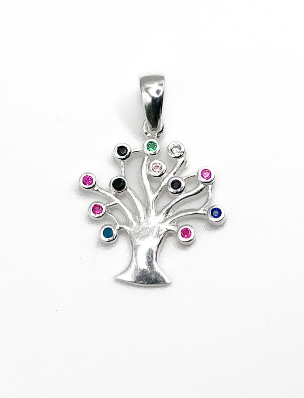Dijes plata árbol de la vida colores hojas