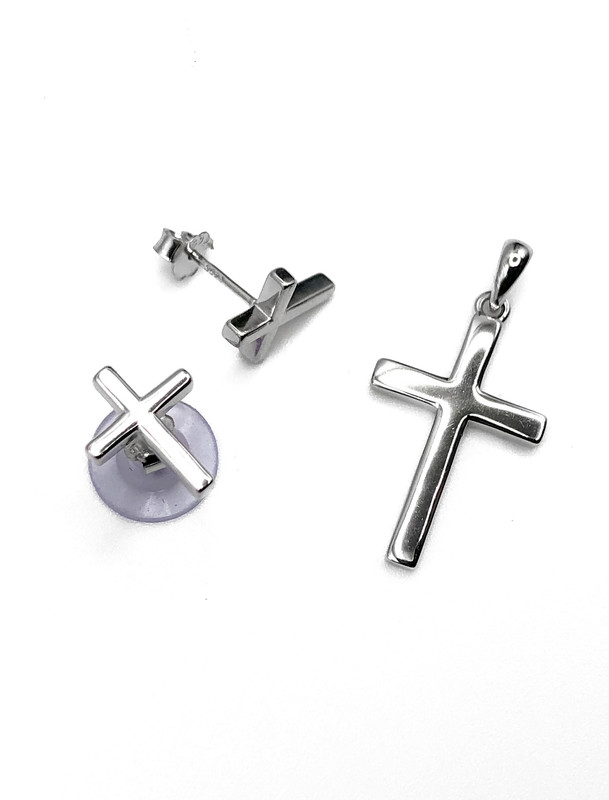 Juegos plata cruz lisa a presion