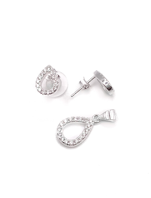 Juegos plata gota circon blanco a presion