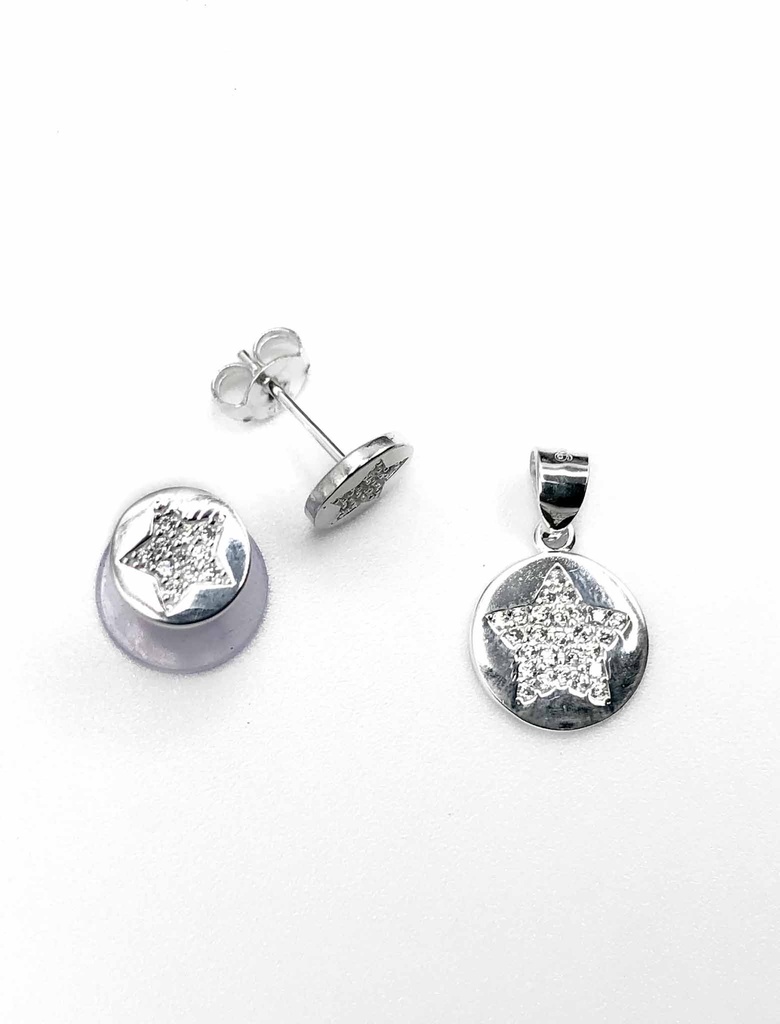 Juegos plata redondo liso estrella central enjoye a presion