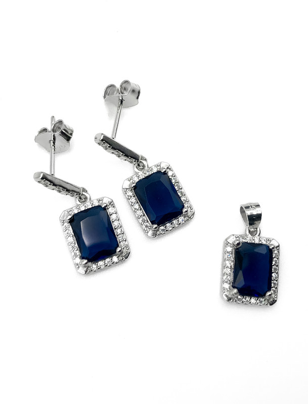 Juegos plata cuadrado piedra azul a presion