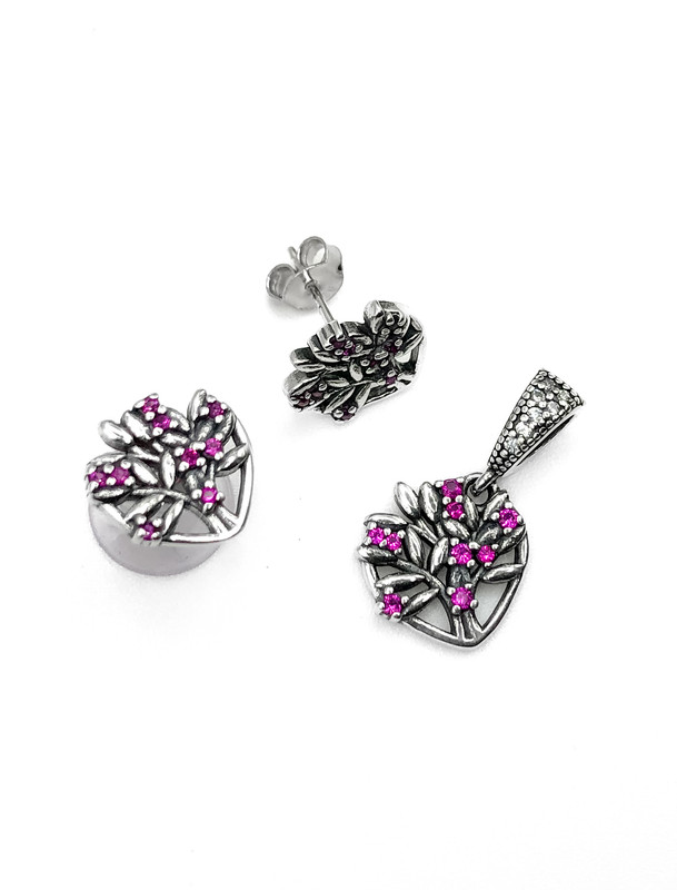 Juegos plata corazón con árbol de la vida a presión