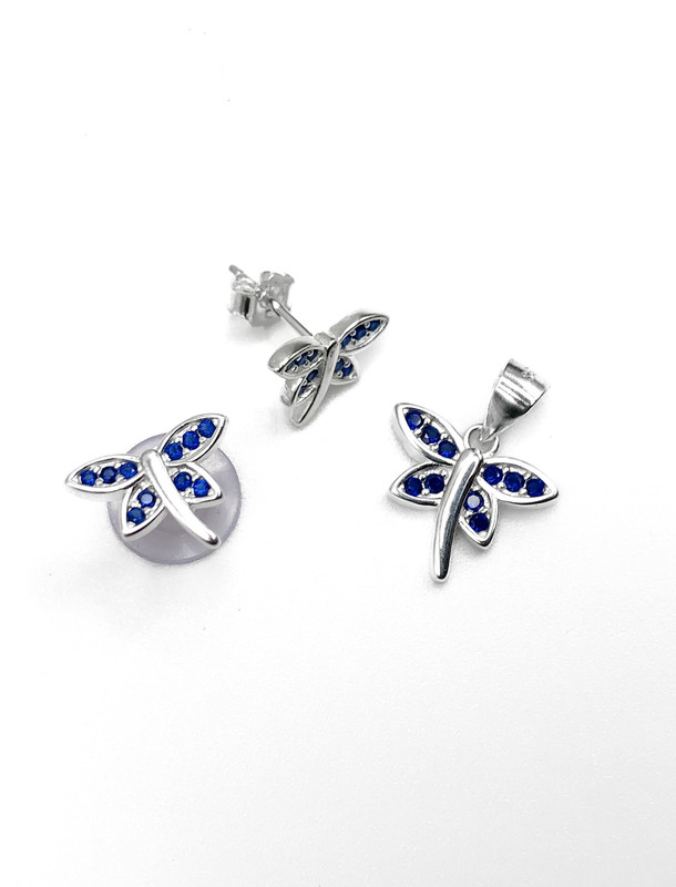 Juegos plata libelula piedra azul a presion