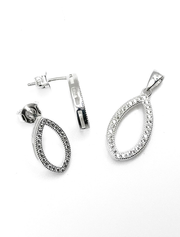 Juegos plata ovalo abertura circon a presion