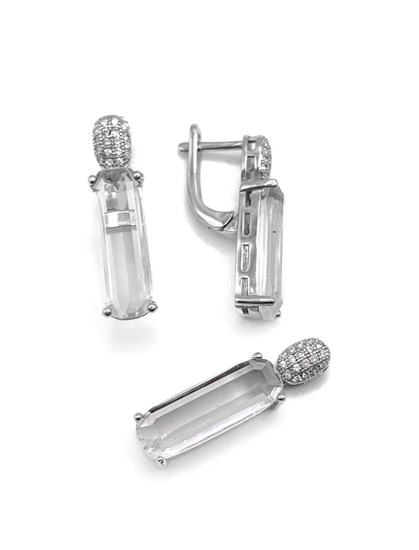 Juegos plata rectangular circon blanco patente