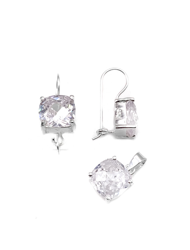 Juegos plata cuadrado piedra blanca con aza