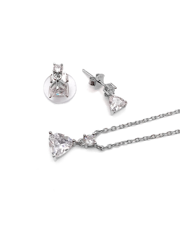 Juegos plata piedra triangular blanca a presion