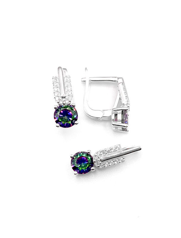 Juegos plata tira en u circon piedra tornasol patente