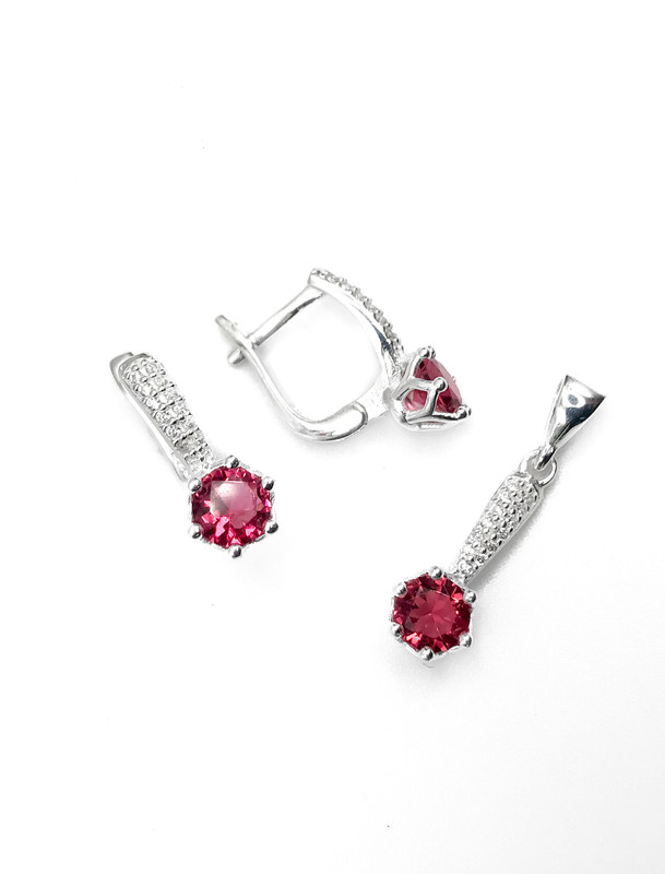 Juegos plata redondo circon fuccia tira enjoye patente