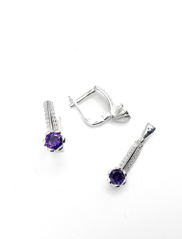 Juegos plata redondo circon morado tira enjoye patente