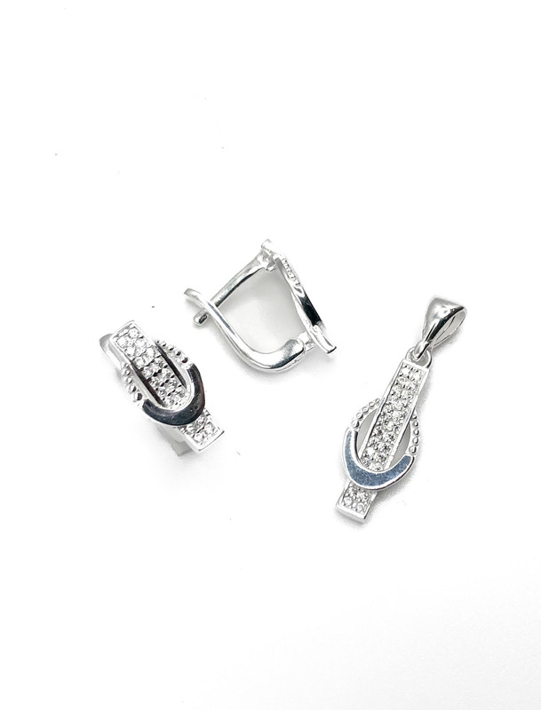 Juegos plata hebilla circon blanco patente