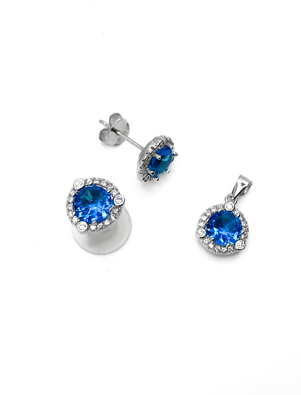 Juegos plata redondo piedra turquesa a presion