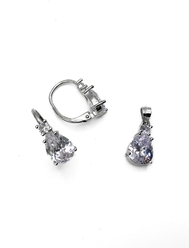 Juegos plata gota circon blanco con aza