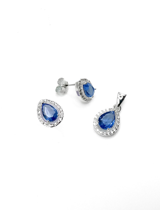 Juegos plata gota circon celeste a presion