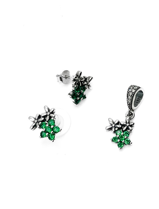 Juegos plata tirple flor verde a presion