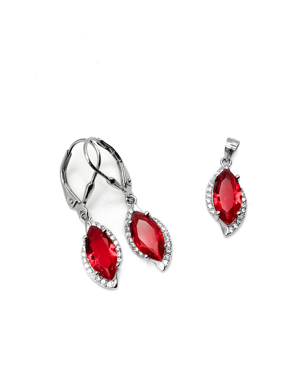 Juegos plata piedra rombo roja largo con aza