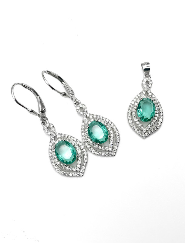 Juegos plata piedra oval verde espejo ciron aza