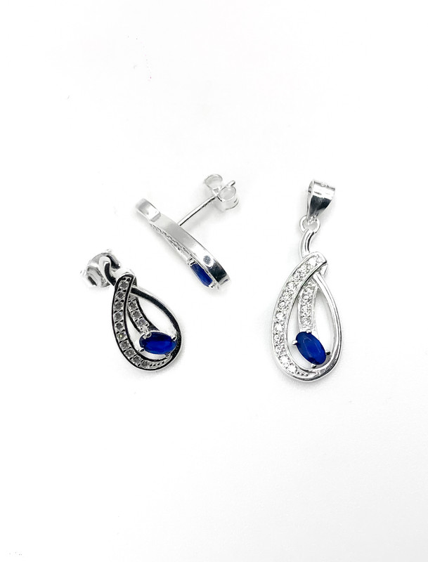 Juegos plata gota cruzada piedra azul a presion