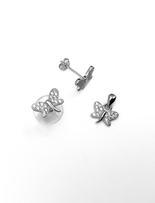 Juegos plata libelula con enjoye a presion