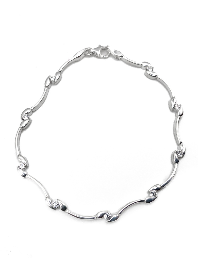 Pulseras plata gotas pequeñas piedra blanca