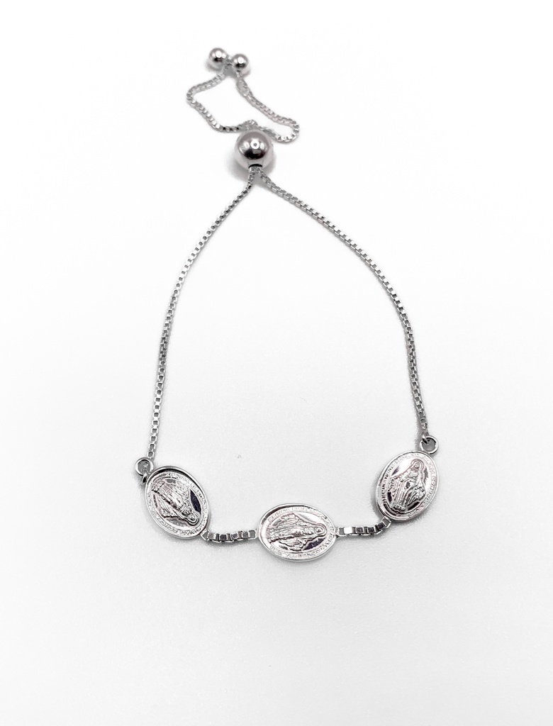 Pulseras plata Medallas virgen milagrosa broche ajustable