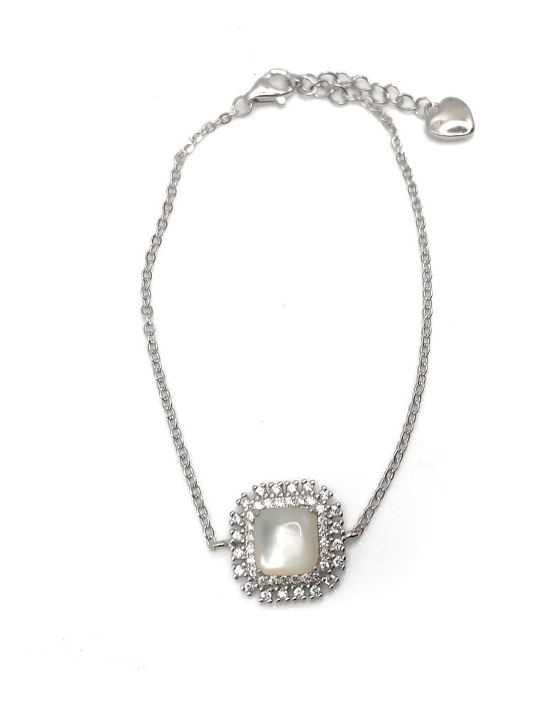 Pulseras plata cuadrada nácar con enjoye