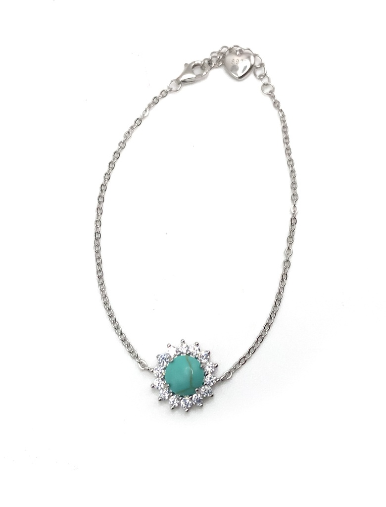 Pulseras plata circulo piedra turquesa natural con enjoye