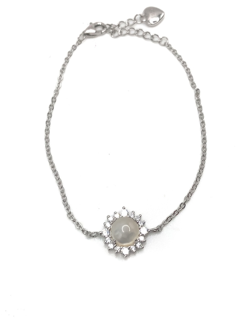 Pulseras plata circulo piedra nácar natural con enjoye