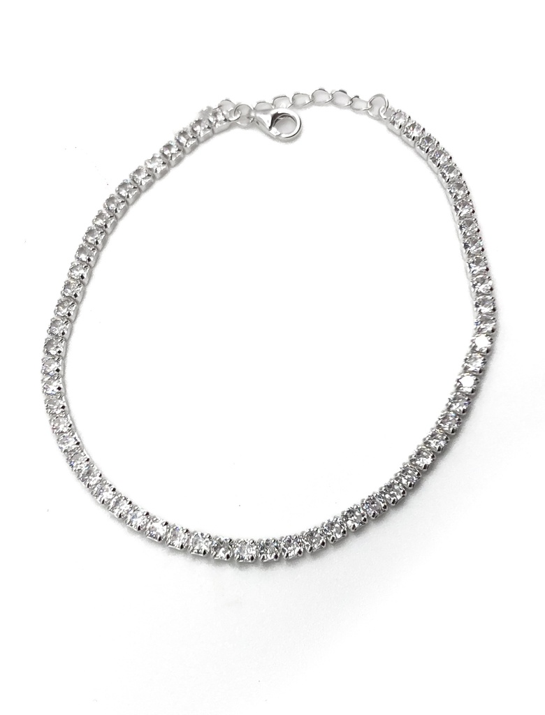 Pulseras plata tenis blanca