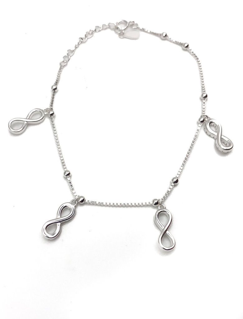Pulseras plata infinito con circones y lisos