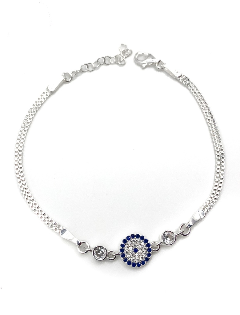 Pulseras plata circulo enjoye azul y blanco