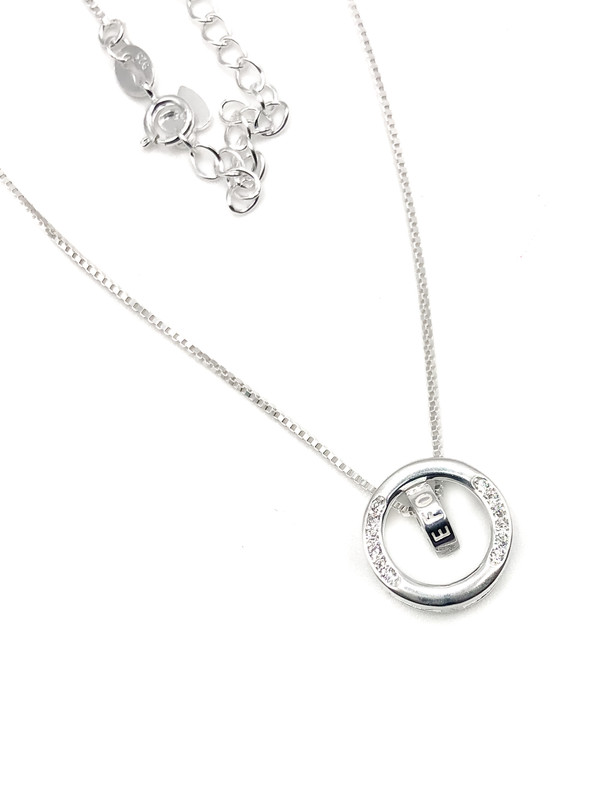 Collares plata círculos enjoye blanco y circulo interno