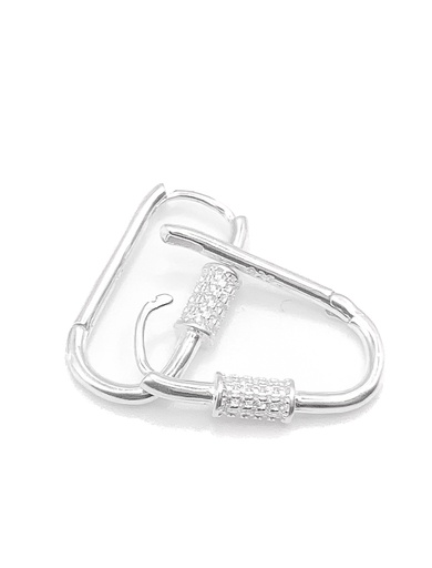 [E0327] Aretes plata tipo pasador con detalle de piedras blancas