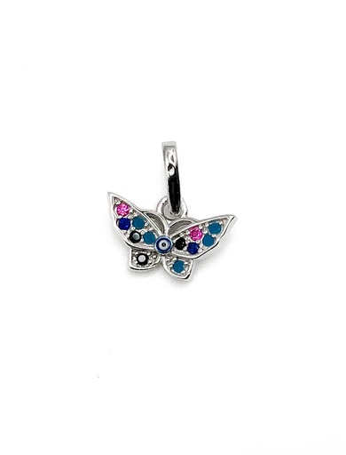 [P0100] Dijes plata mariposa con circones colores ala