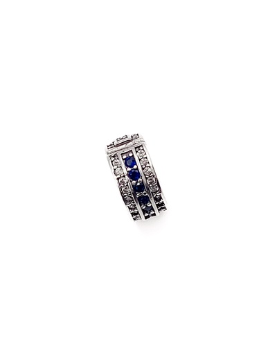 [P0200] Dijes plata circulo con enjoye plateado y azul