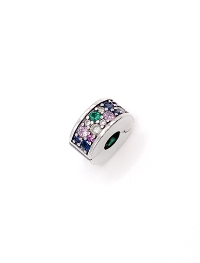 [P0203] Dijes plata circulo grueso colores
