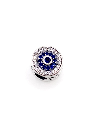 [P0212] Dijes plata circulo ancho ojo turco 