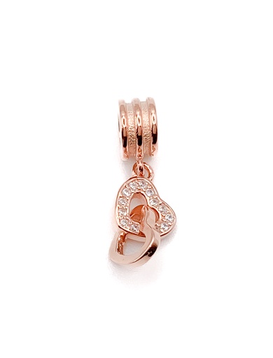 [P0280] Dijes plata corazones con baño oro rosa