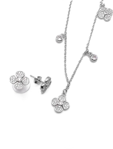 [S0005] Juegos plata collar trebol a presion