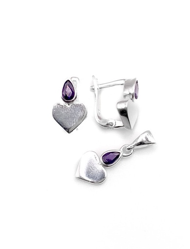 [S0018] Juegos plata corazon liso lila a patente