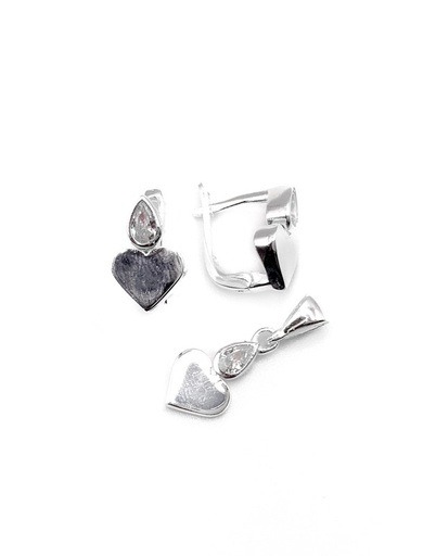 [S0019] Juegos plata corazon liso blanco a patente