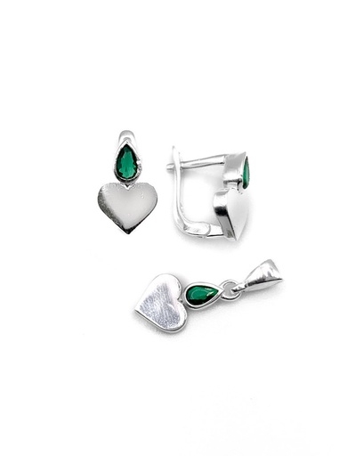 [S0020] Juegos plata corazon liso verde a patente