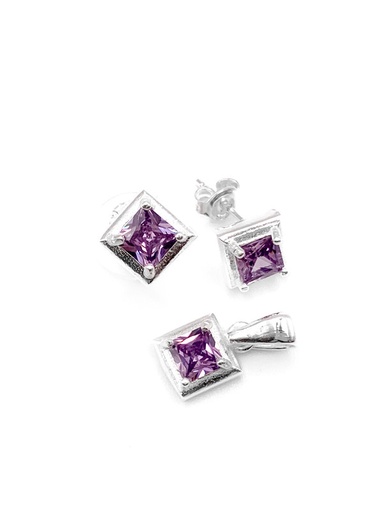 [S0021] Juegos plata cuadrado lila a presion