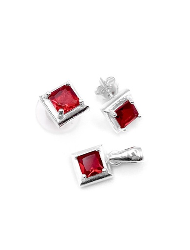 [S0022] Juegos plata cuadrado rojo a presion