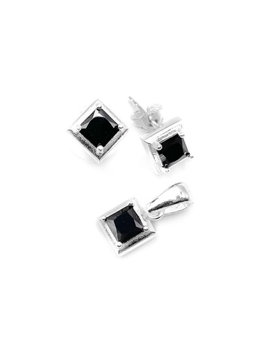[S0024] Juegos plata cuadrado negro a presión