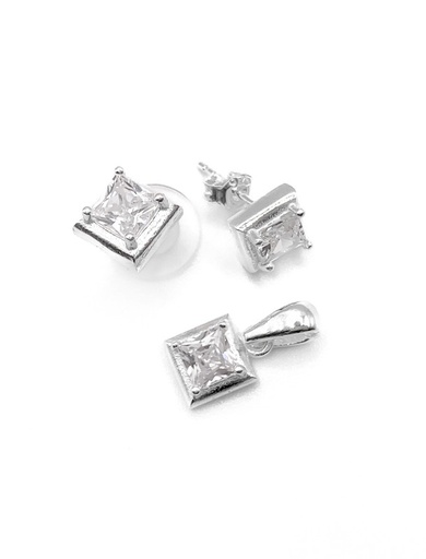 [S0025] Juegos plata cuadrado blanco a presión