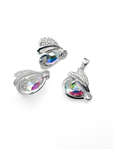 [S0033] Juegos plata mariposa piedra tornasol a presion