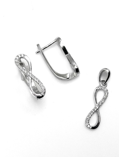 [S0055] Juegos plata infinito liso con circon blanco patente